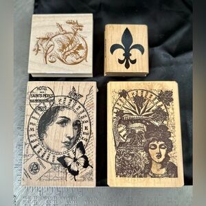 Vintage Style 4 Piece Stamp Set